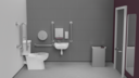 Premium rimless left handed close coupled Doc M toilet pack, lockable cistern lid, stainless steel, concealed fixings, Satin