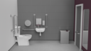 Premium rimless left handed close coupled Doc M toilet pack, lockable cistern lid, stainless steel, concealed fixings, Satin