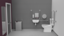 Premium rimless left handed close coupled Doc M toilet pack, lockable cistern lid, stainless steel, concealed fixings, Satin