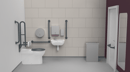 Premium rimless left handed back to wall Doc M toilet pack, stainless steel, concealed fixings, Dark grey (RAL 7016)