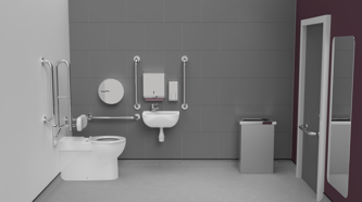 Premium rimless left handed back to wall Doc M toilet pack, stainless steel, concealed fixings