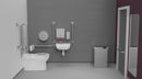 Premium rimless left handed back to wall Doc M toilet pack, stainless steel, concealed fixings, Satin