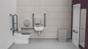 Premium rimless left handed back to wall Doc M toilet pack, stainless steel, concealed fixings, Dark grey (RAL 7016)