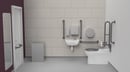 Premium rimless left handed back to wall Doc M toilet pack, stainless steel, concealed fixings, Grey (RAL 7005)