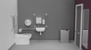 Premium rimless left handed back to wall Doc M toilet pack, stainless steel, concealed fixings, Polished stainless steel