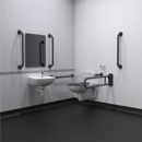 Wall hung Doc M toilet pack, stainless steel, concealed fixings, TMV3 valve, Dark grey (RAL 7016)