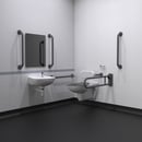 Wall hung Doc M toilet pack, stainless steel, concealed fixings, TMV3 valve, Grey (RAL 7005)