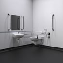 Wall hung Doc M toilet pack, stainless steel, concealed fixings, TMV3 valve, Polished stainless steel