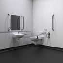 Wall hung Doc M toilet pack, stainless steel, concealed fixings, TMV3 valve, Satin