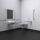 Wall hung Doc M toilet pack, stainless steel, concealed fixings, TMV3 valve, White (RAL 9016)