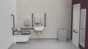 Infrared premium rimless wall hung Doc M toilet pack, left handed, Dark grey (RAL 7016)