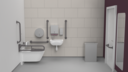 Infrared premium rimless wall hung Doc M toilet pack, left handed, Grey (RAL 7005)
