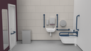 Infrared premium rimless wall hung Doc M toilet pack, left handed, Dark blue (RAL 5011)