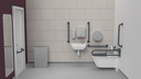 Infrared premium rimless wall hung Doc M toilet pack, left handed, Dark grey (RAL 7016)