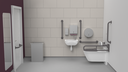 Infrared premium rimless wall hung Doc M toilet pack, left handed, Grey (RAL 7005)