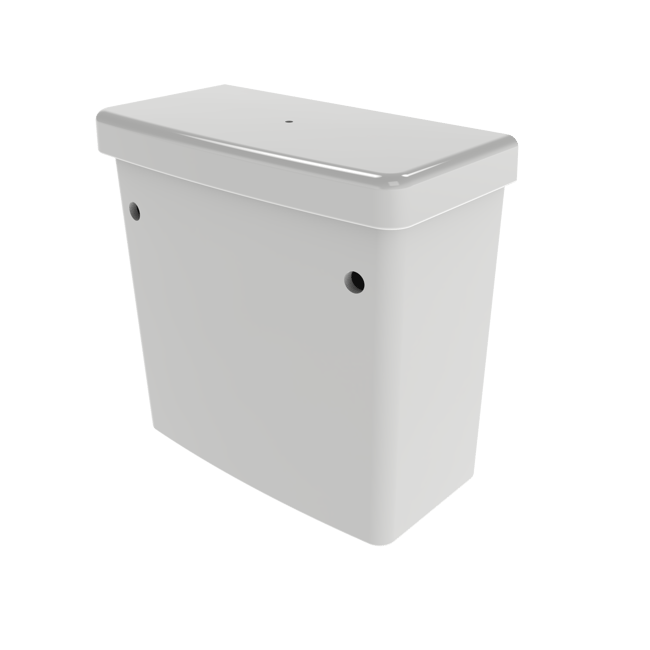 Close coupled cistern with lockable lid for premium rimless Doc M pan