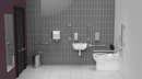 Premium rimless left handed luxury back to wall Doc M toilet pack, Polished stainless steel