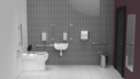 Infrared premium rimless luxury back to wall Doc M toilet pack, left handed, Polished stainless steel