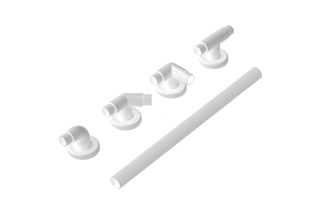 Plastic fluted modular system, handrail tube, 35mm diameter, 220mm