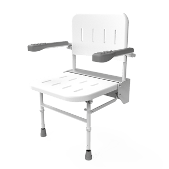 Premium wall mounted shower seat, legs, back, arms