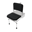 Doc M shower seat, 650mm projection, polished frame, black pads