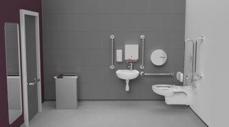 Wall hung Doc M toilet pack, stainless steel, concealed fixings, TMV3 valve